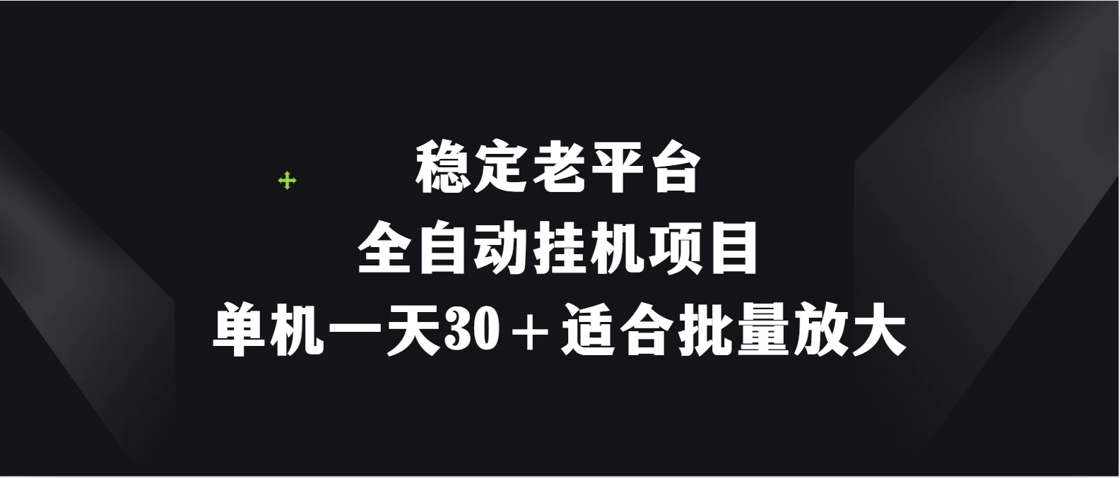 稳定老平台，全自动挂机项目，单机一天30＋适合批量放大